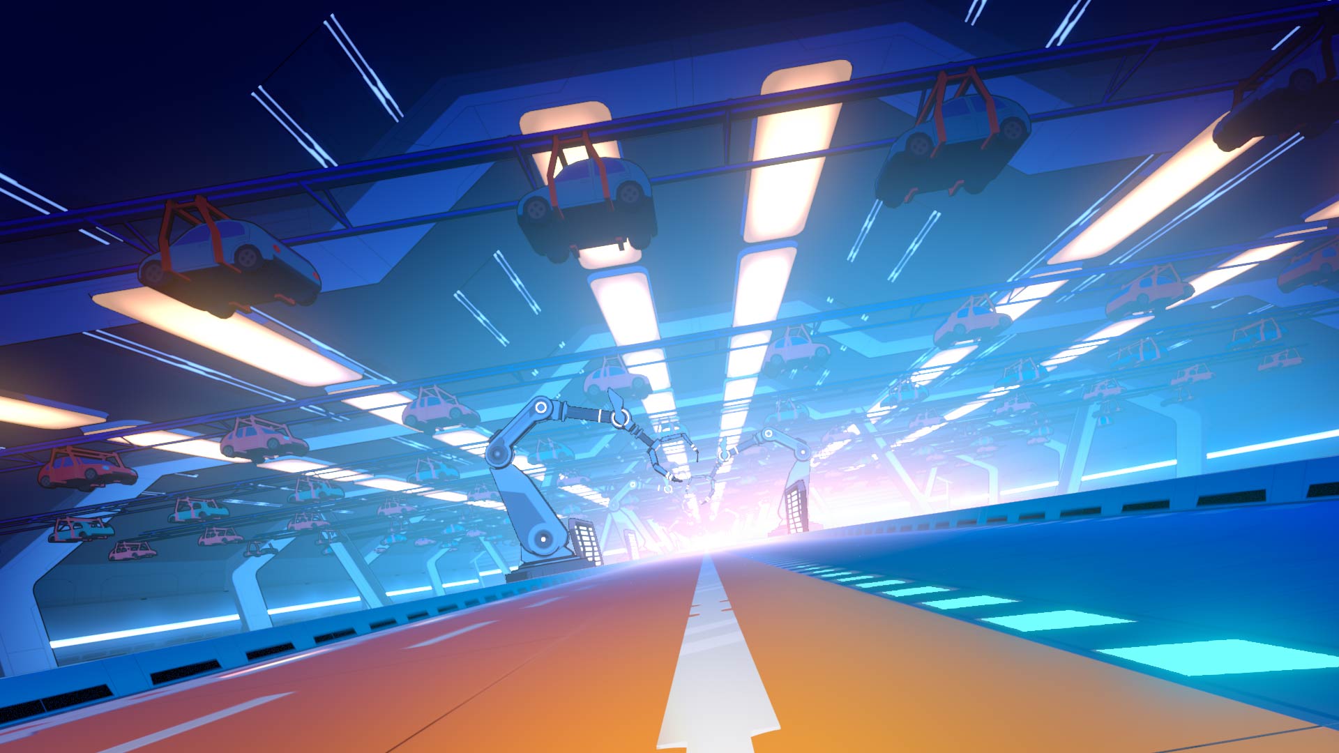 Sonic Racing: Crossworlds — background camera-based gradient depth and emissions